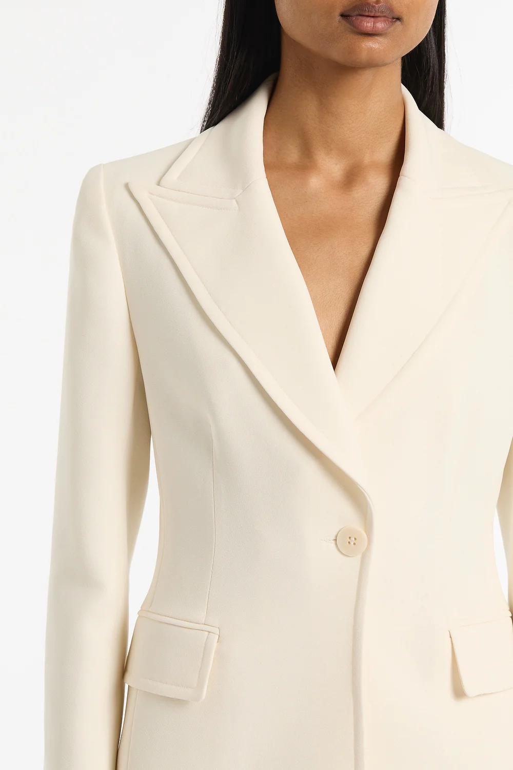 IVORY CREPE LONG LINE JACKET - Image 4