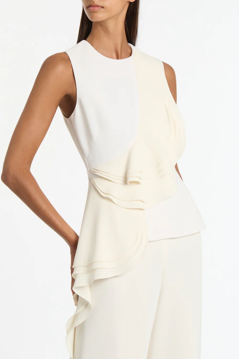 IVORY CREPE PETAL DETAIL TOP - Image 4