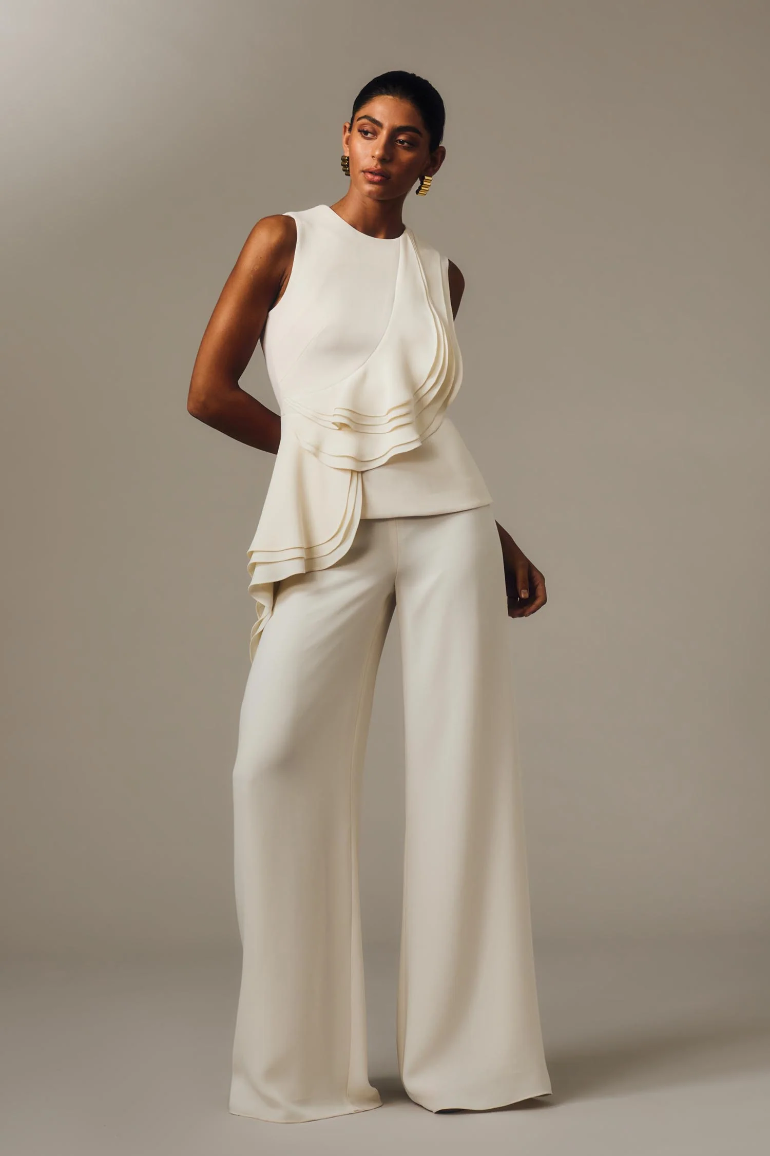 IVORY CREPE PETAL DETAIL TOP - Image 5