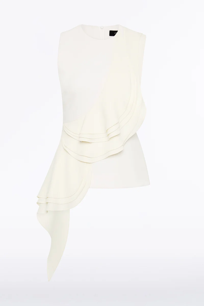 IVORY CREPE PETAL DETAIL TOP - Image 6