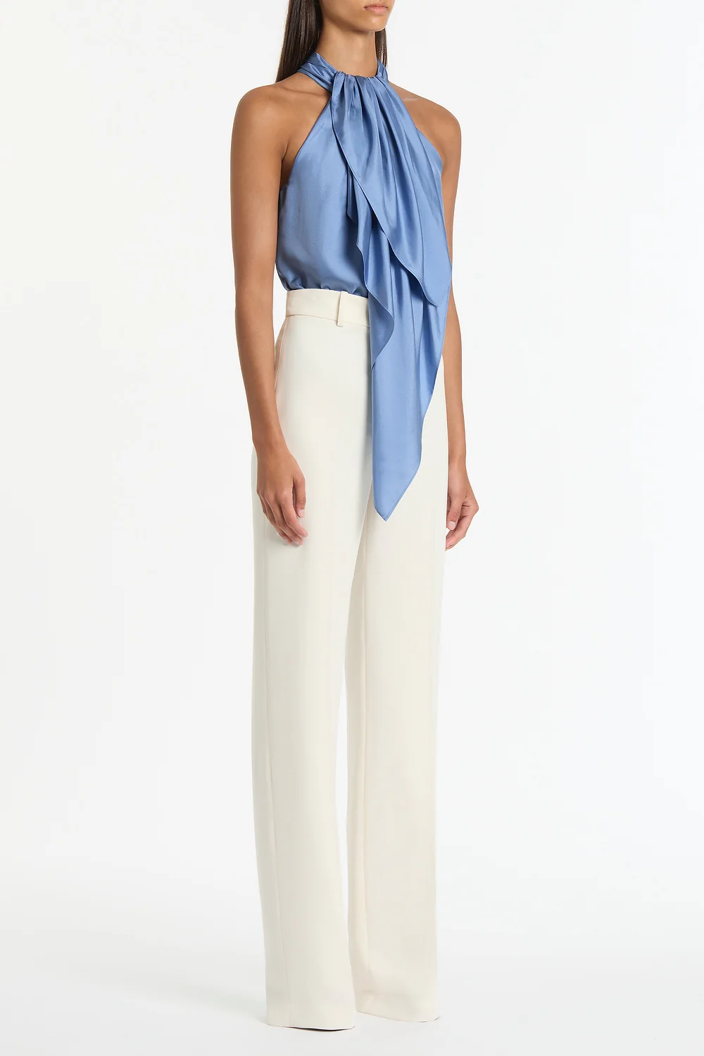 IVORY CREPE STRAIGHT LEG PANT - Image 3