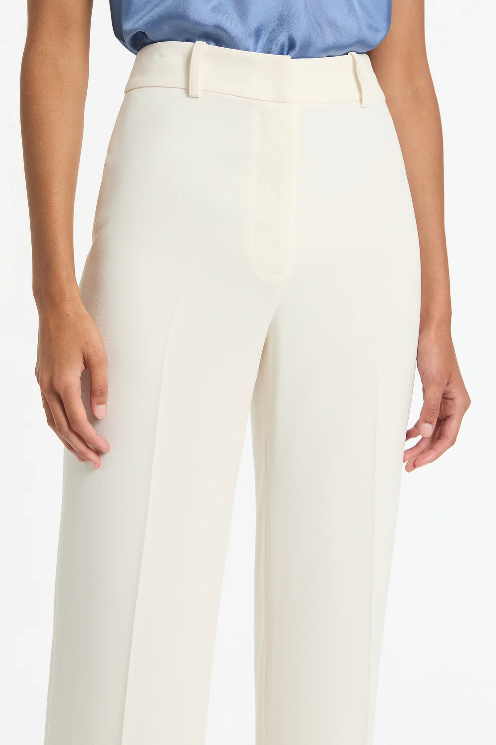 IVORY CREPE STRAIGHT LEG PANT - Image 4