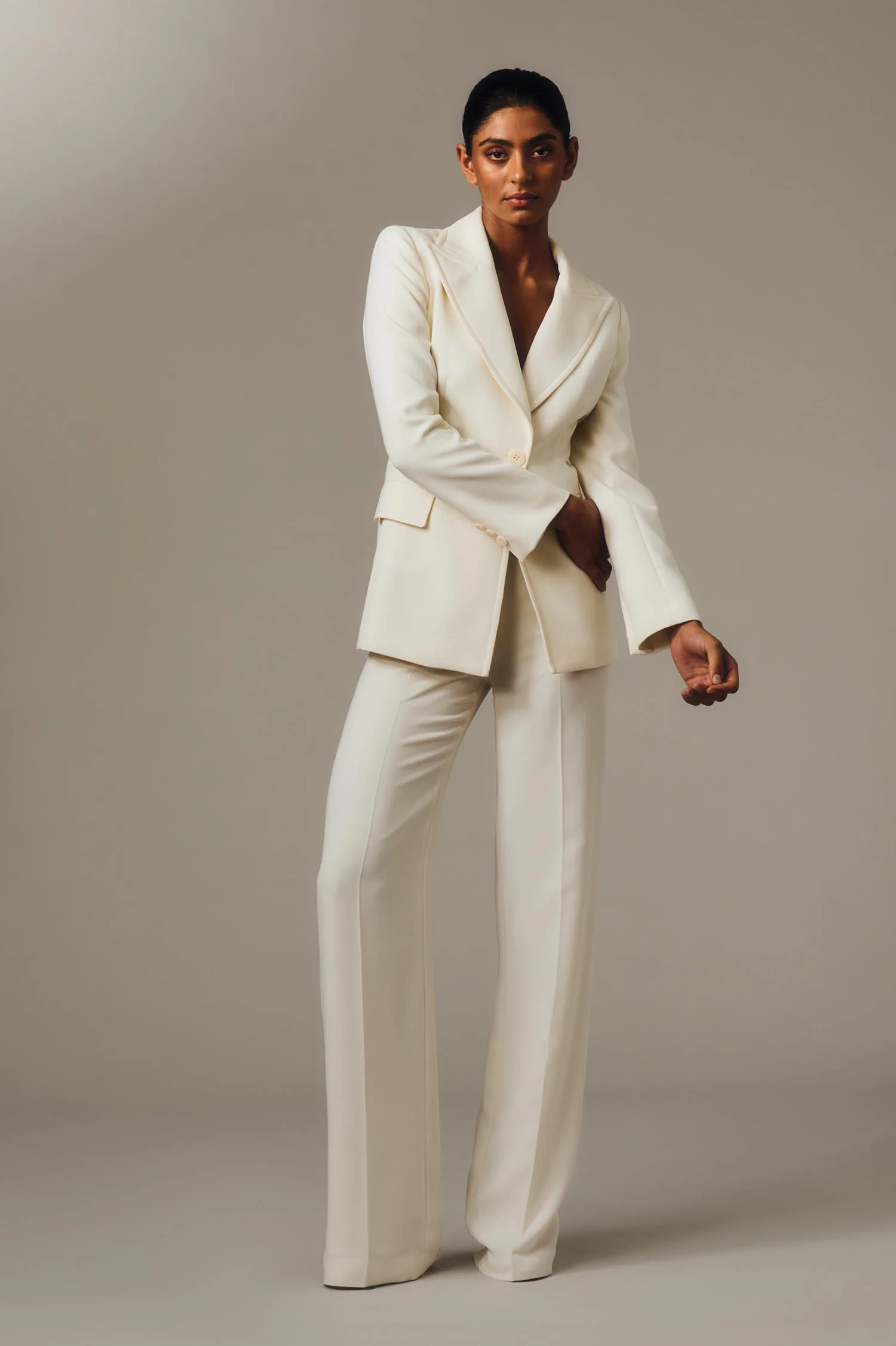 IVORY CREPE STRAIGHT LEG PANT - Image 5