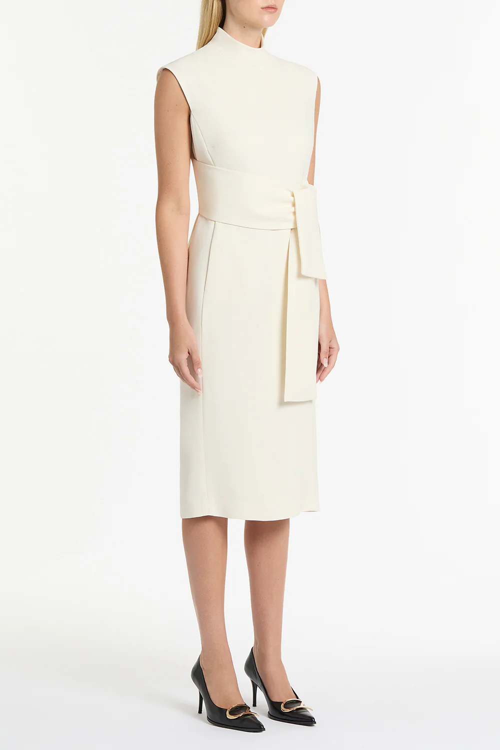 IVORY CREPE STRISCIA DRESS - Image 3
