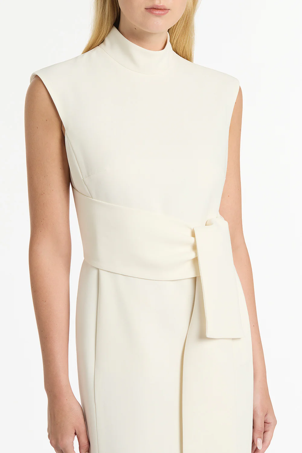 IVORY CREPE STRISCIA DRESS - Image 4
