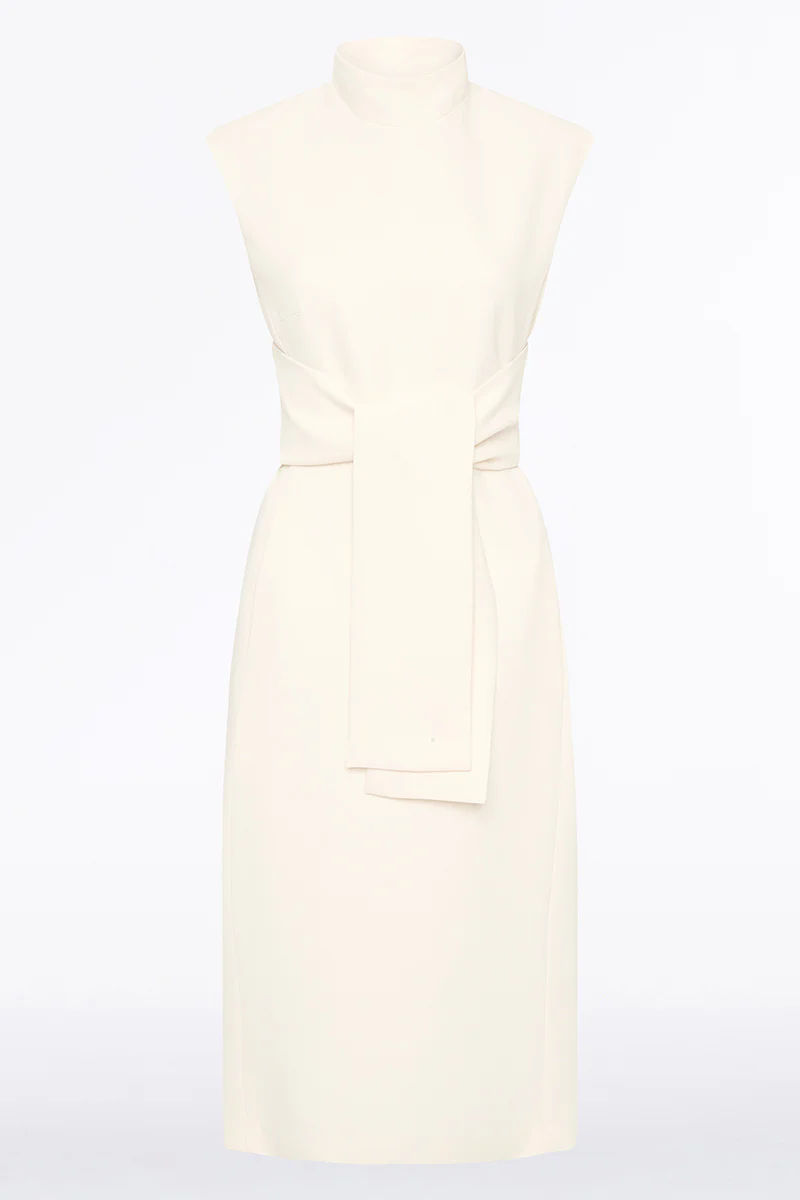 IVORY CREPE STRISCIA DRESS - Image 5