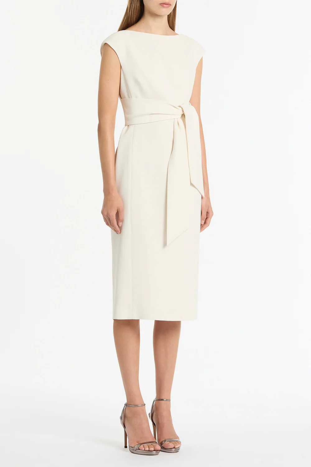 IVORY CREPE TIE FRONT DRESS - Image 3