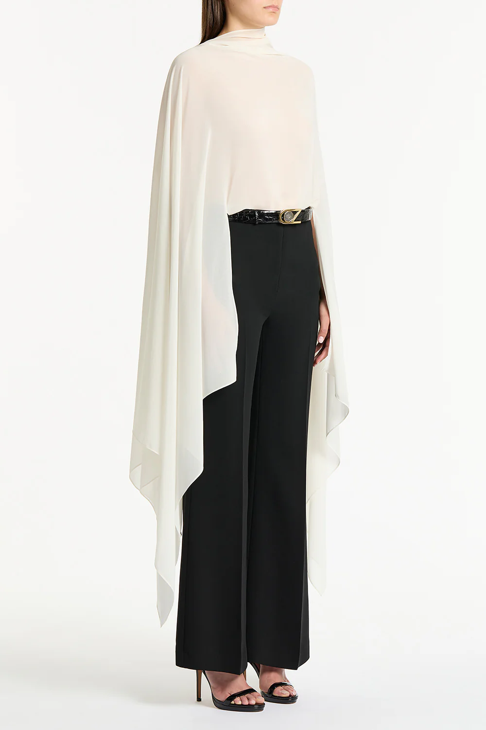 IVORY DRAPED GEORGETTE WRAP - Image 3