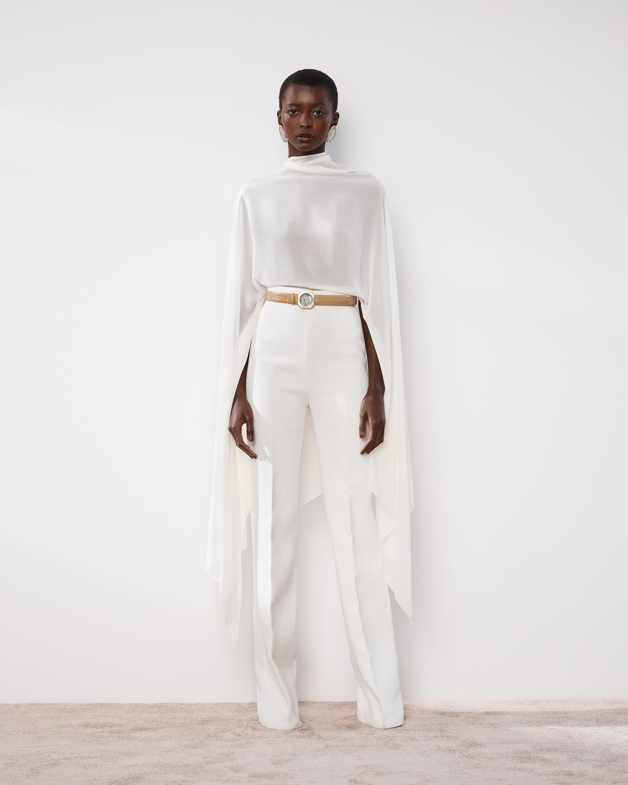 IVORY DRAPED GEORGETTE WRAP - Image 4