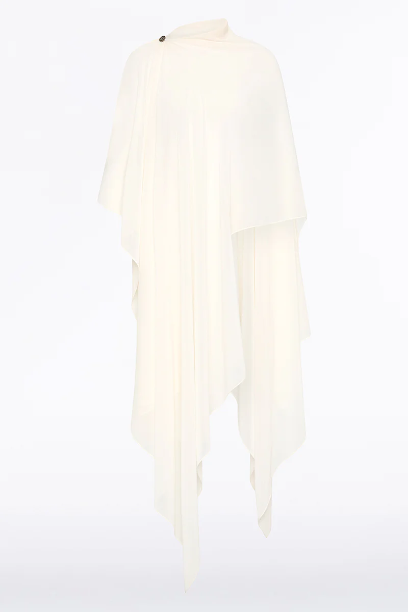 IVORY DRAPED GEORGETTE WRAP - Image 5
