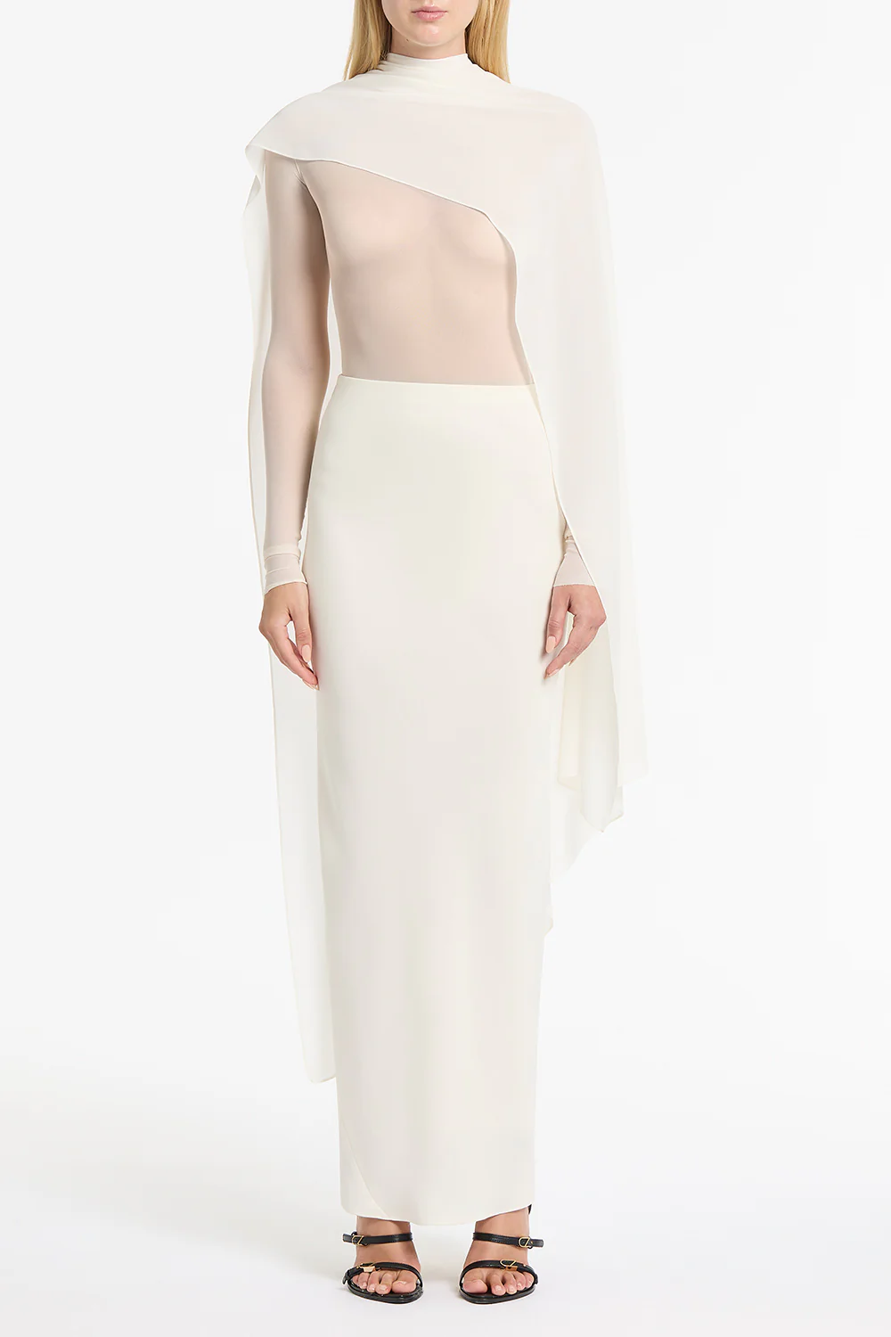 IVORY GEORGETTE CASCATA WRAP - Image 4