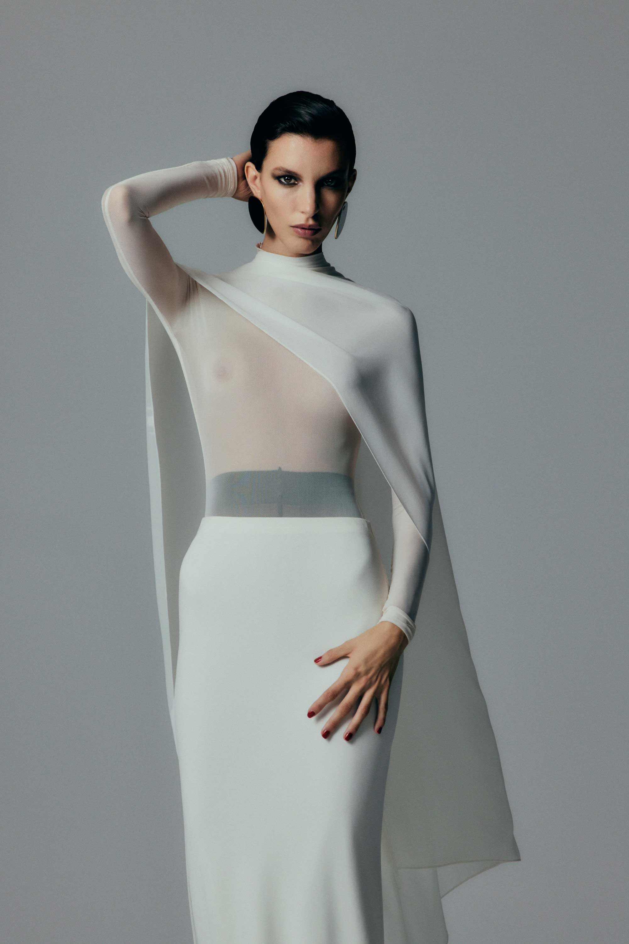 IVORY GEORGETTE CASCATA WRAP - Image 5