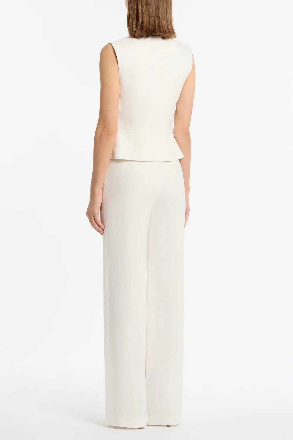 IVORY LINEN DOUBLE BREASTED VEST - Image 3