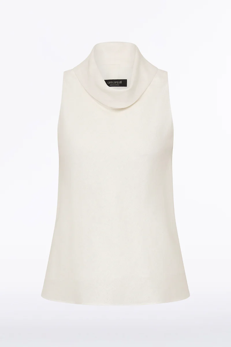 IVORY LINEN FOLDED COLLAR TOP - Image 6