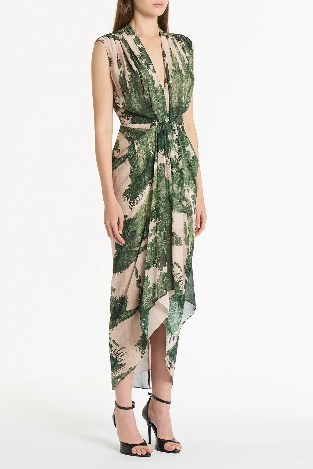 JADE SCENICA GEORGETTE SLEEVELESS WATERFALL DRESS - Image 3