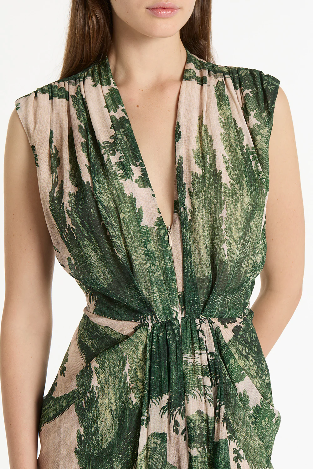 JADE SCENICA GEORGETTE SLEEVELESS WATERFALL DRESS - Image 4
