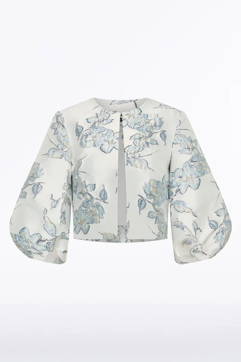 MURANO BROCADE CROPPED PUFF SLEEVE JACKET - Image 6