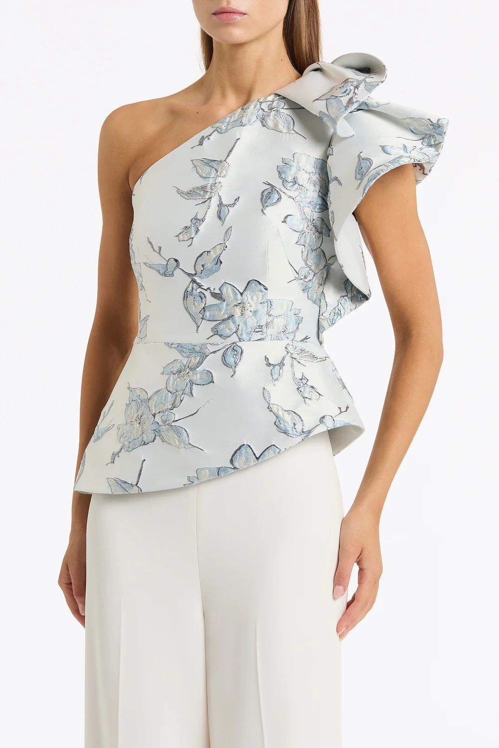 MURANO BROCADE FLOUNCE SHOULDER TOP - Image 4