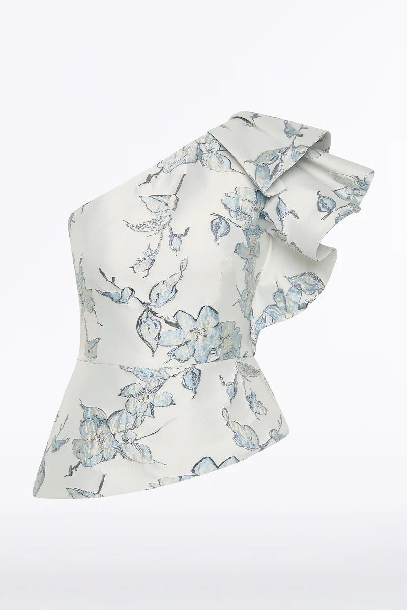 MURANO BROCADE FLOUNCE SHOULDER TOP - Image 6