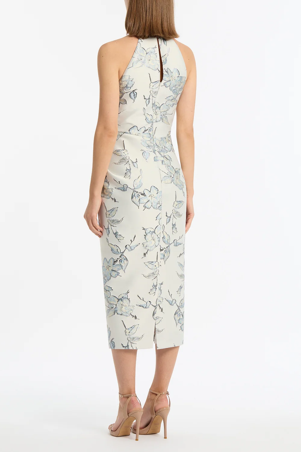 MURANO BROCADE HALTER NECK MIDI DRESS - Image 3