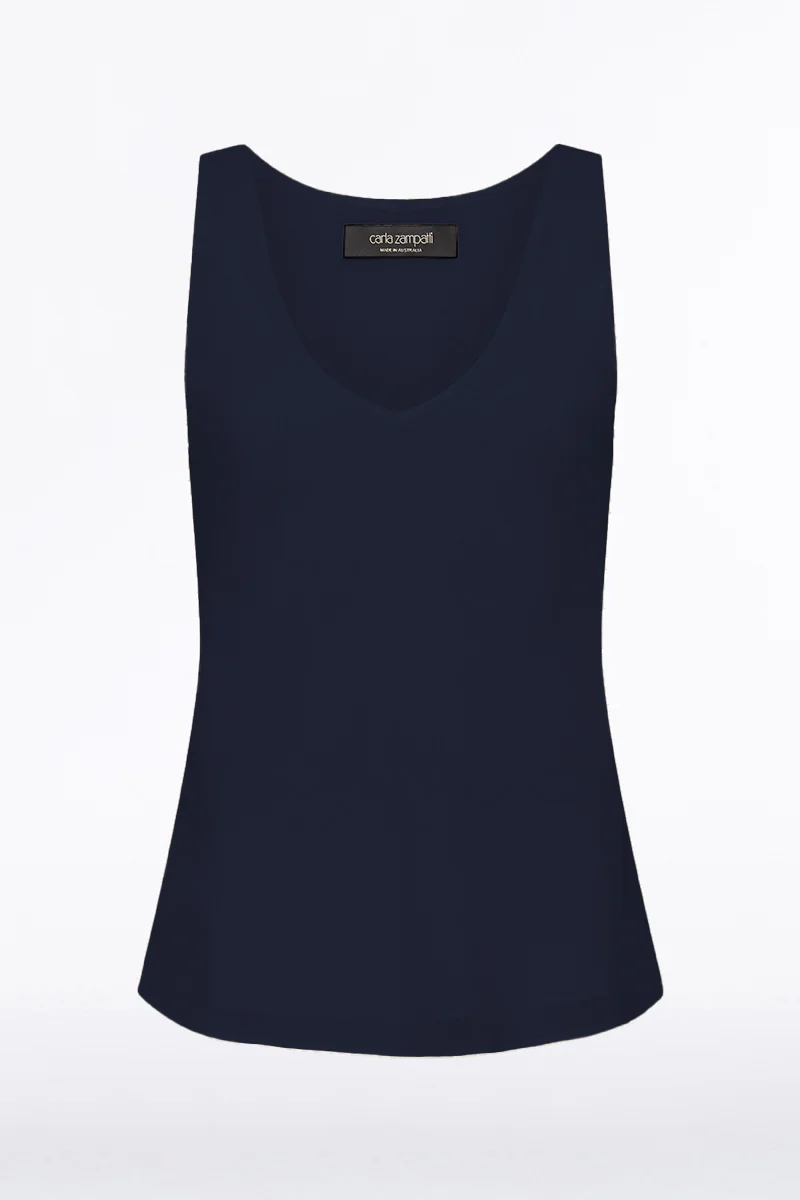 NAVY GEORGETTE SCOOP CAMI - Image 4