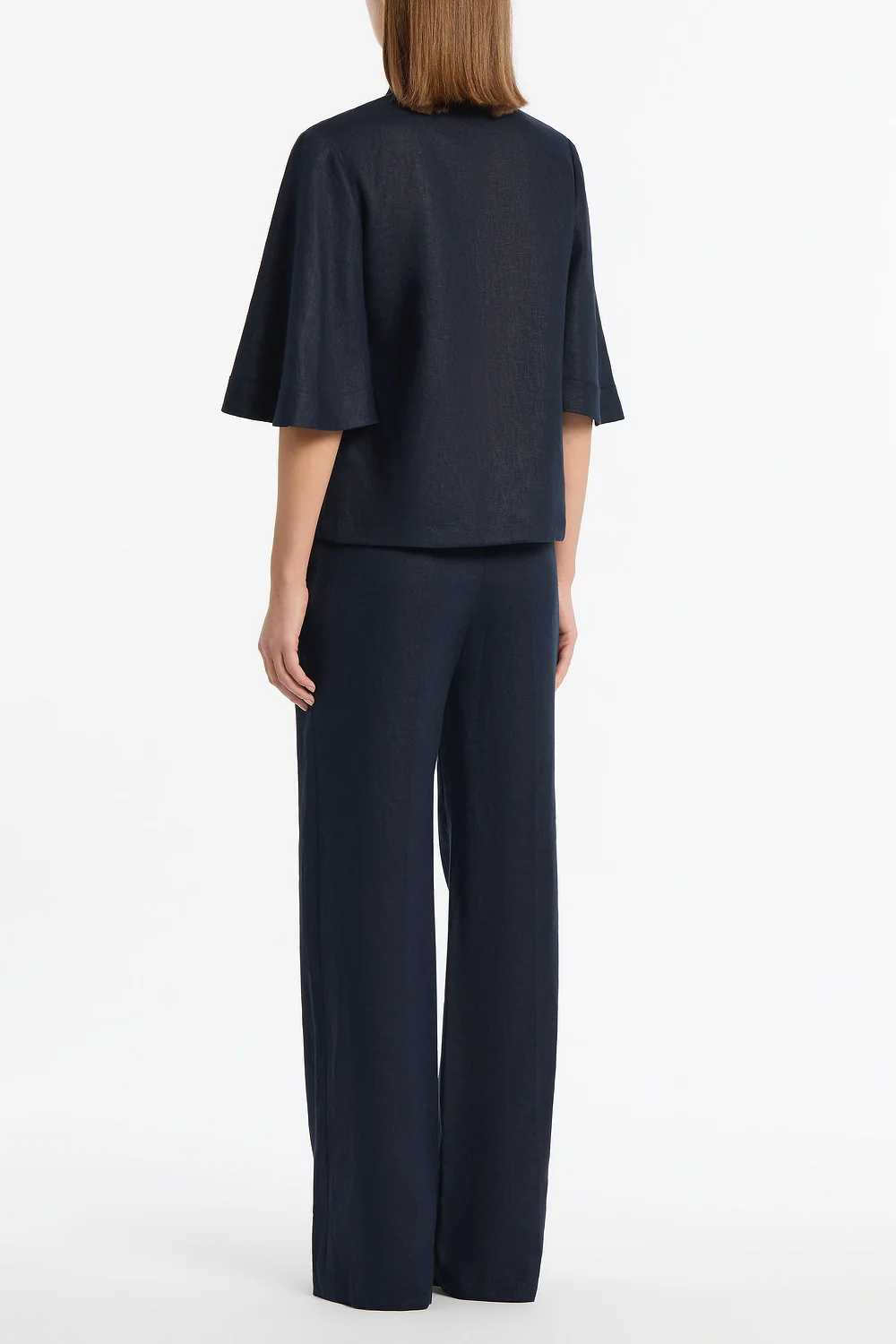 NAVY LINEN SHORT SLEEVE SHIRT - Image 3