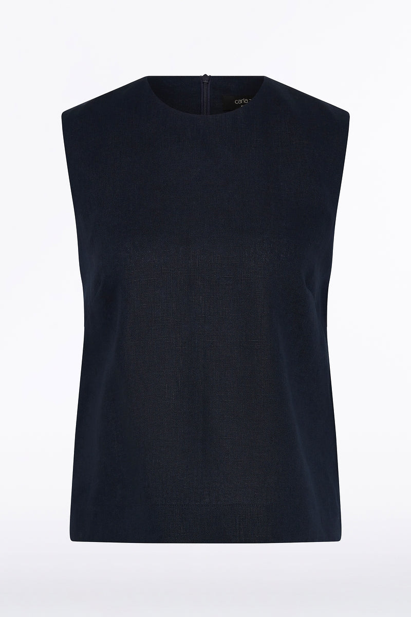 NAVY LINEN TANK TOP - Image 4