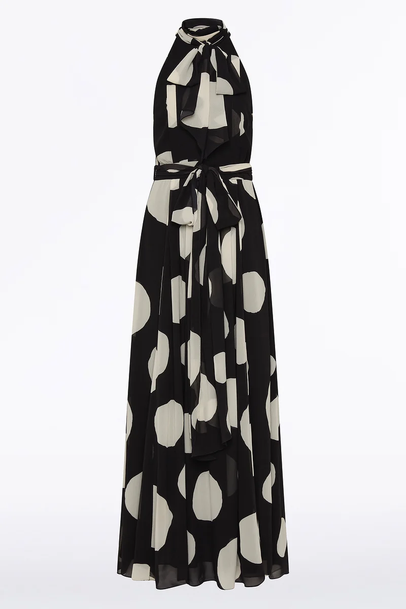 NOIR SPOT TIE NECK WRAP DRESS - Image 4