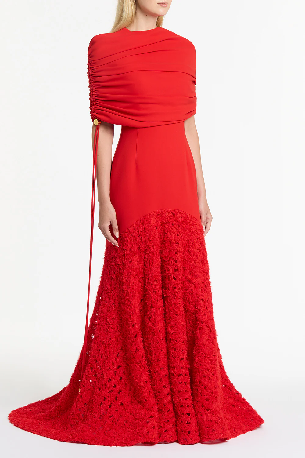 RED CREPE COULISSE SHRUG - Image 3