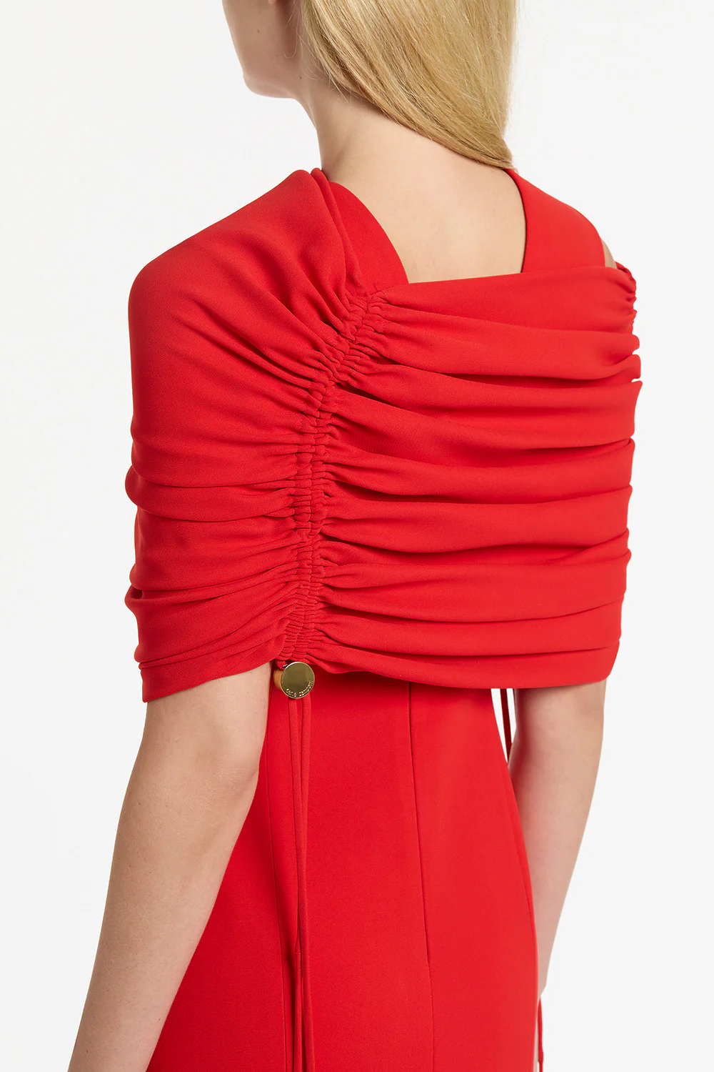 RED CREPE COULISSE SHRUG - Image 5
