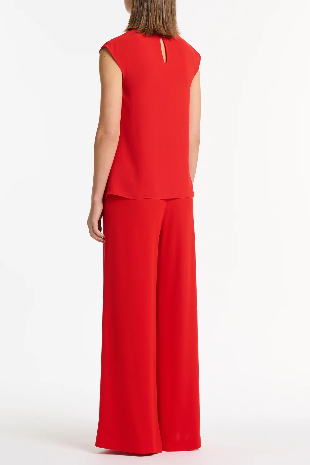 RED GEORGETTE CAP SLEEVE COWL TOP - Image 3