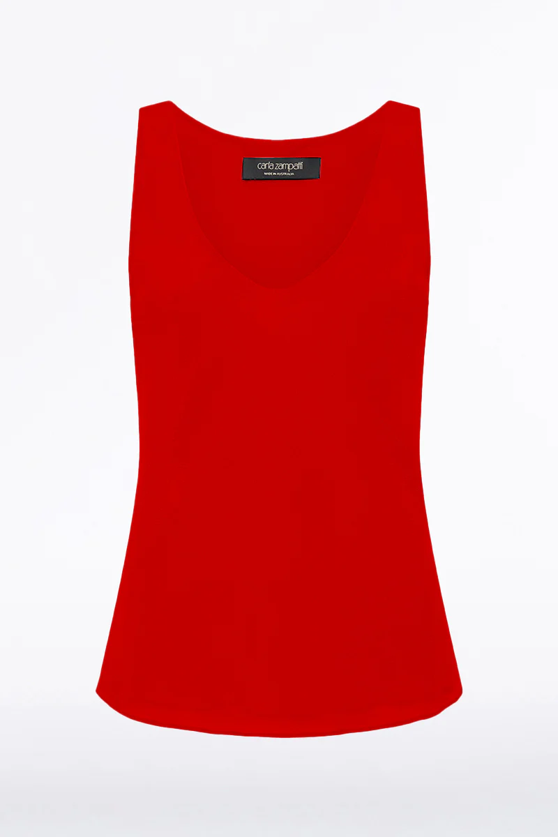 RED GEORGETTE SCOOP NECK CAMI - Image 4
