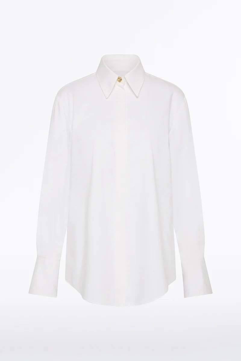 WHITE COTTON RELAXED SHIRT - Image 4