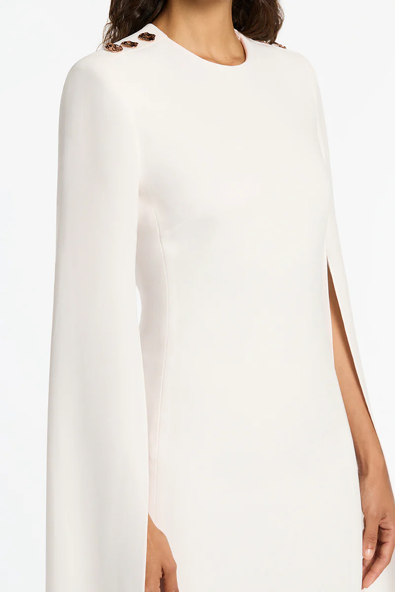 WHITE CREPE LOVERO MIDI DRESS - Image 3