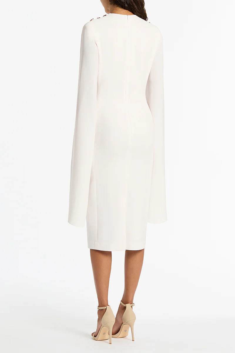 WHITE CREPE LOVERO MIDI DRESS - Image 4