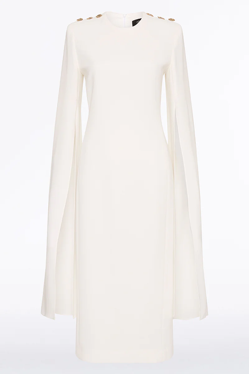 WHITE CREPE LOVERO MIDI DRESS - Image 5