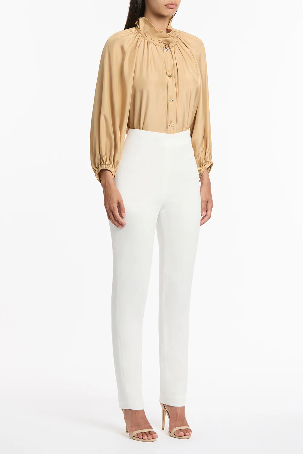 WHITE CREPE SLIM PANT - Image 3