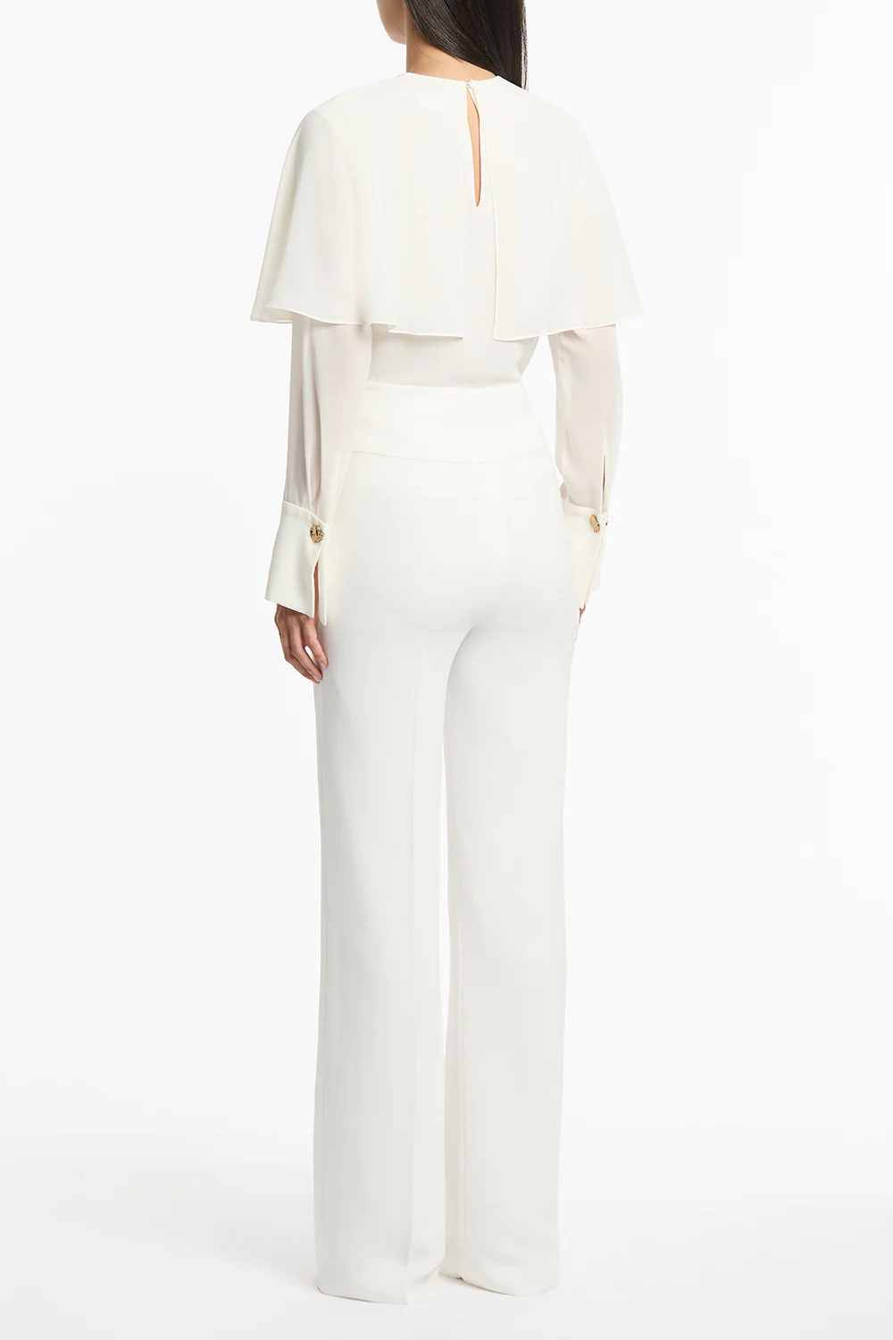 WHITE CREPE WIDE CLASSIC PANT - Image 3