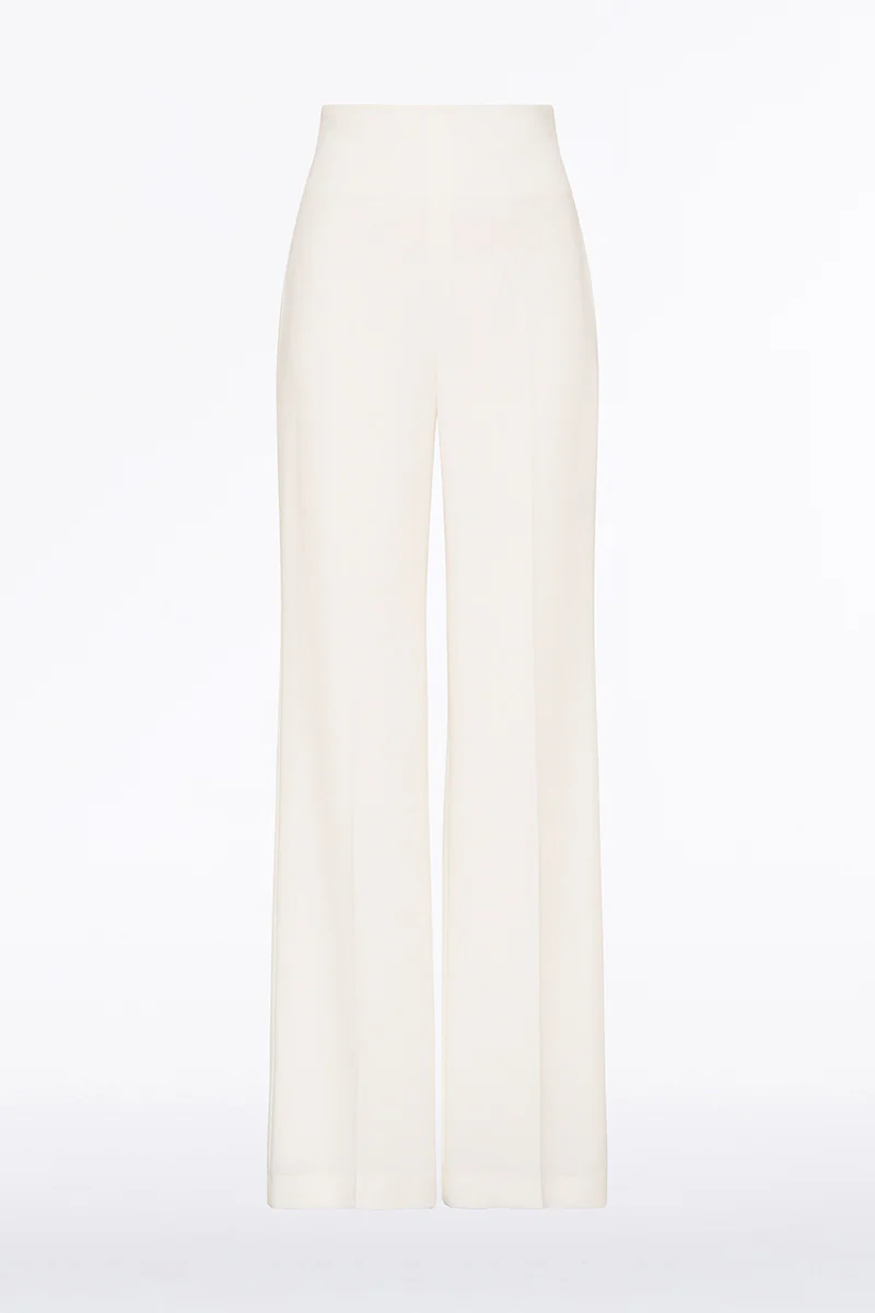 WHITE CREPE WIDE CLASSIC PANT - Image 6