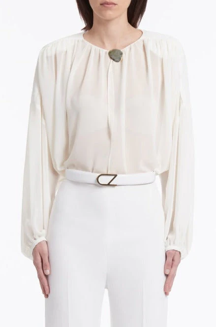 WHITE LEATHER CZ LOGO BELT - Image 6